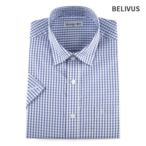 빌리버스 남자 반팔셔츠 BSH162 블루 체크셔츠