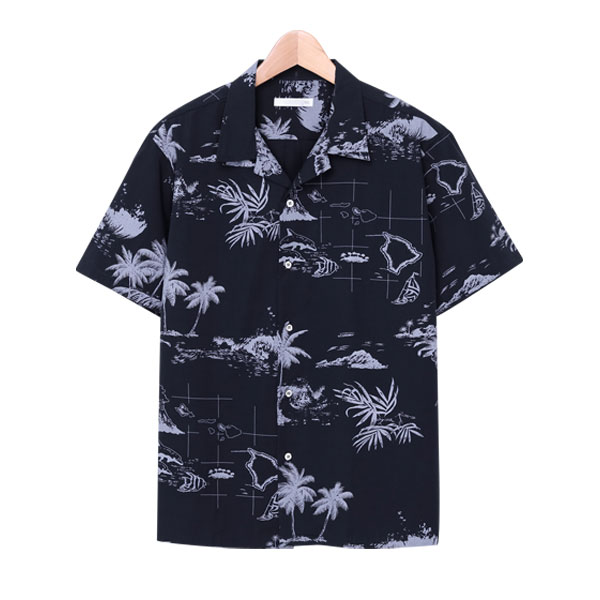빌리버스 남성 반팔 셔츠 BSD103 패턴 일반핏 하와이안 남방