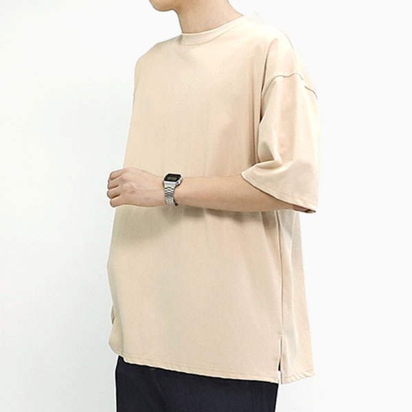 빌리버스 남성 오버핏 반팔 면 무지 라운드 티셔츠 BRAT013